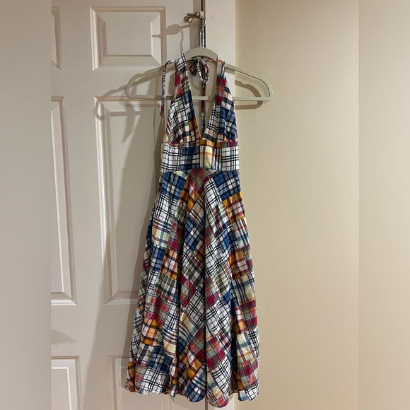 J.Crew Colorful Plaid Halter Dress - Picture 1 of 5
